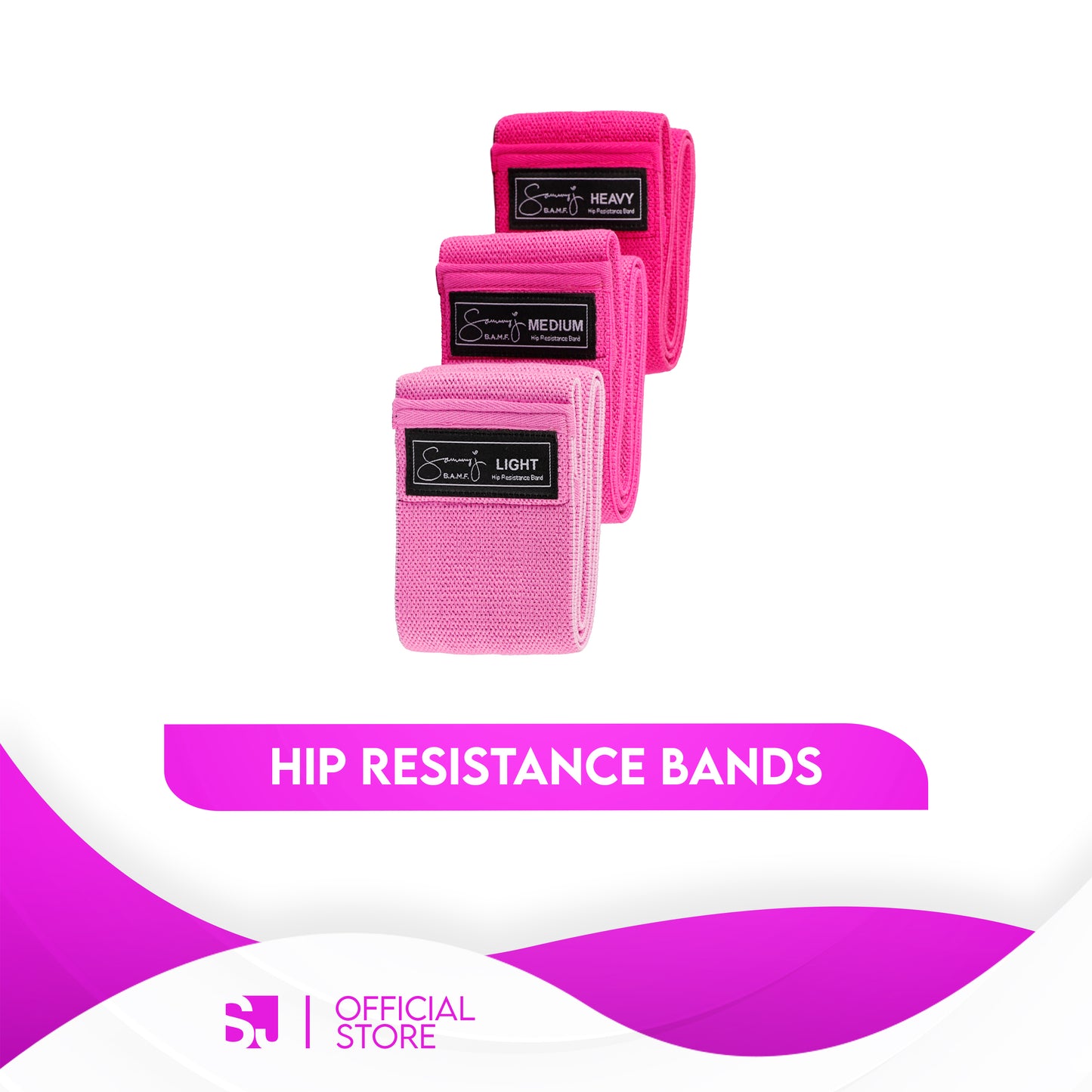 Sammy J Hip Resistance Bands Set 3pcs in a Mesh Bag