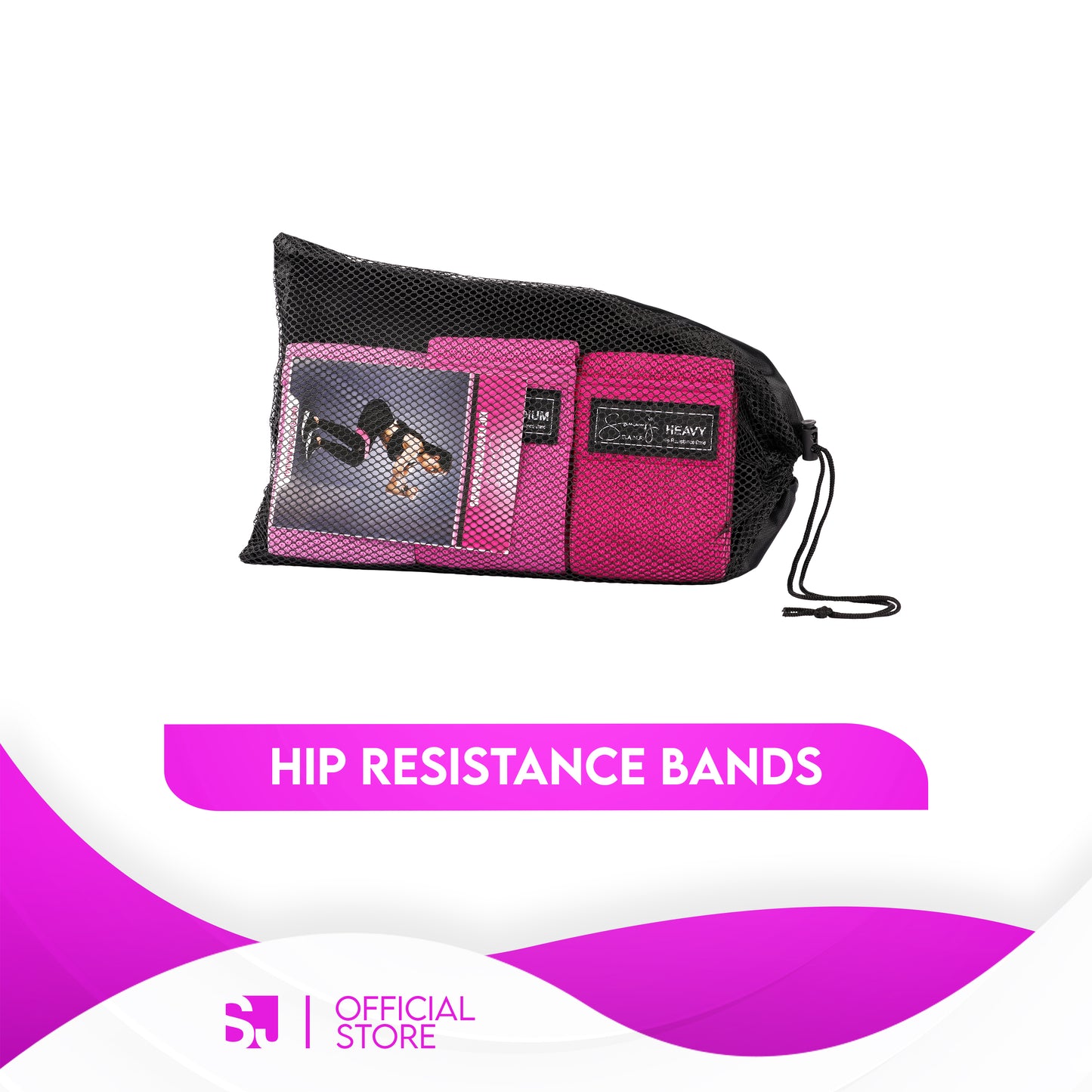 Sammy J Hip Resistance Bands Set 3pcs in a Mesh Bag