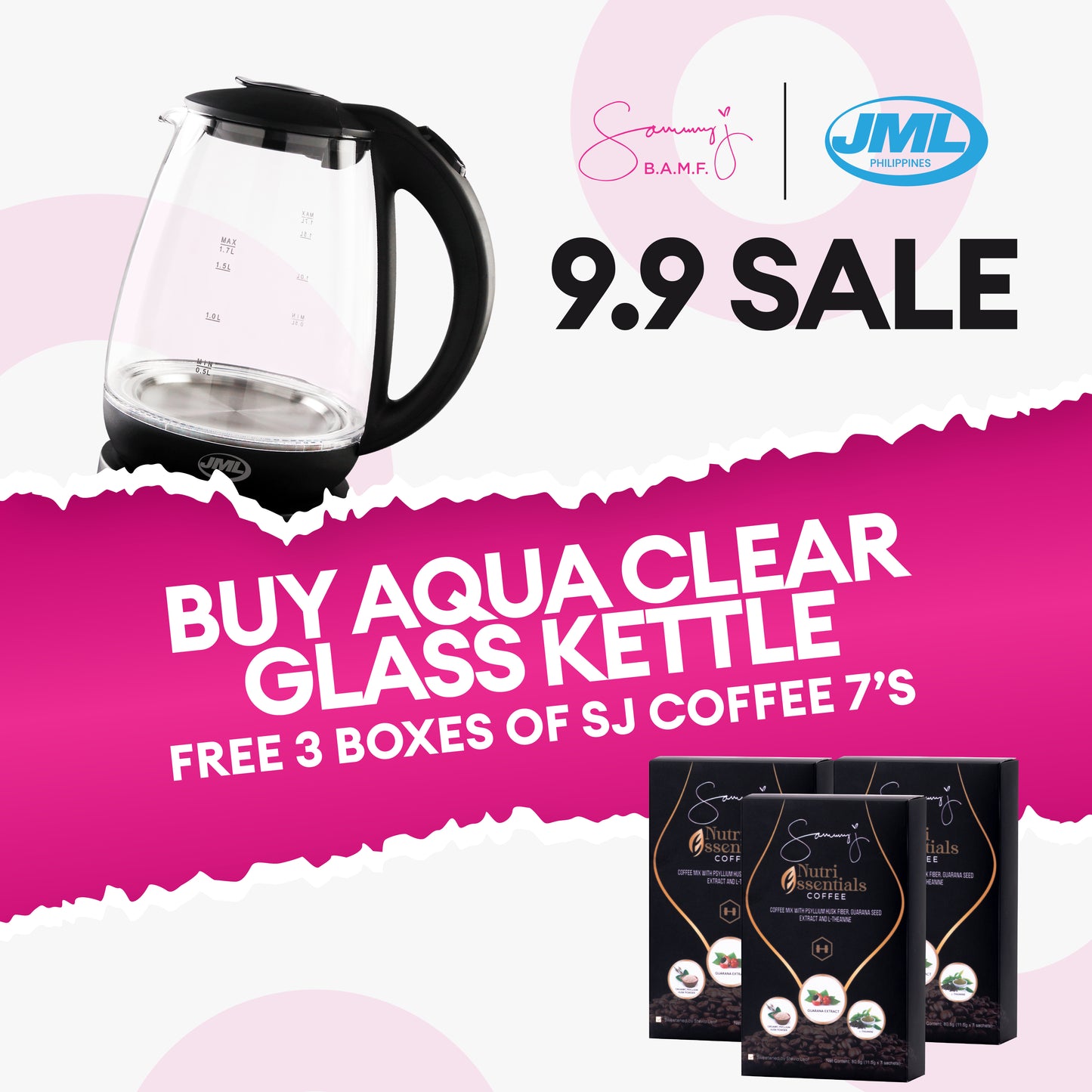 BUY JML AQUA CLEAR GLASS KETTLE GET A FREE COFFEE
