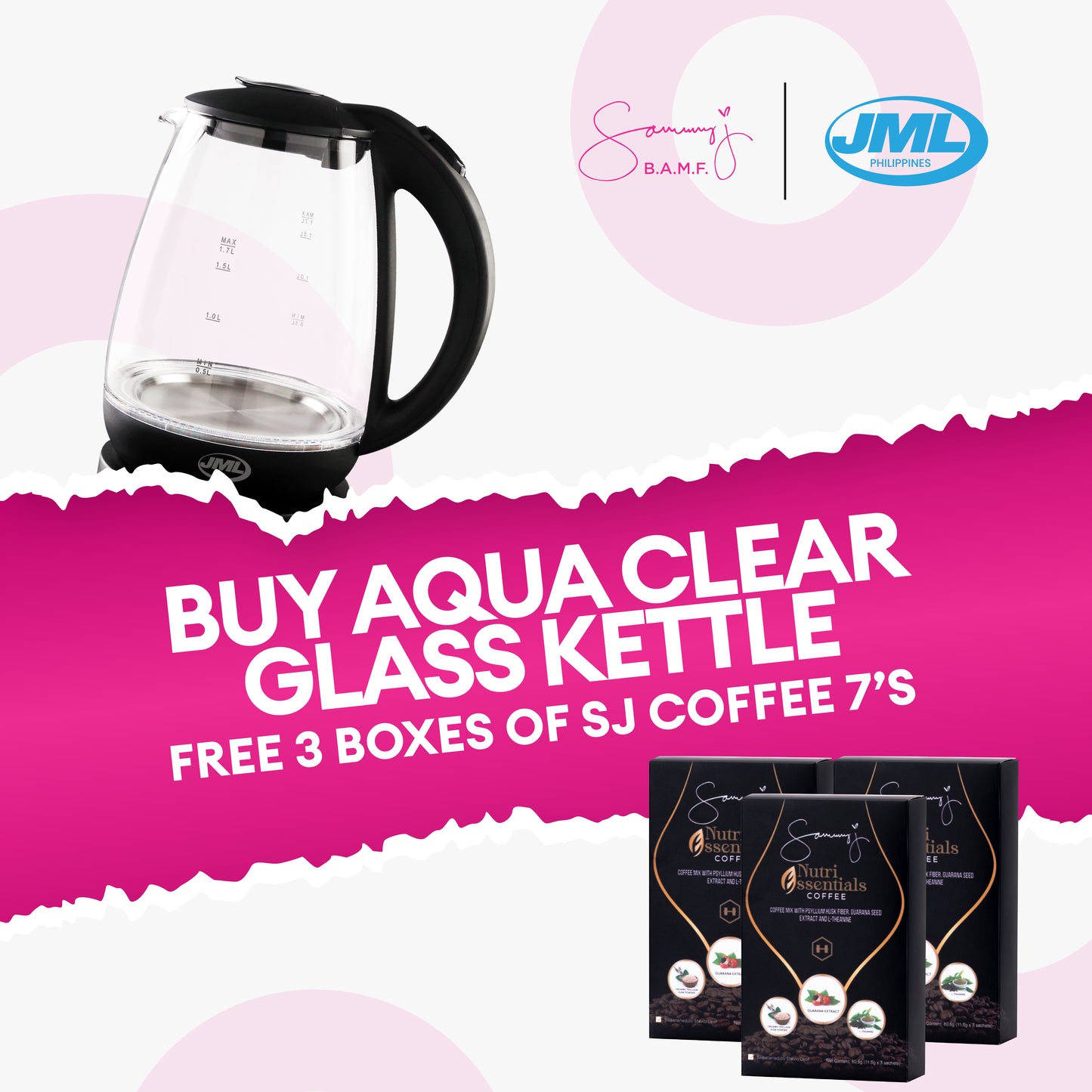 BUY JML AQUA CLEAR GLASS KETTLE GET A FREE COFFEE