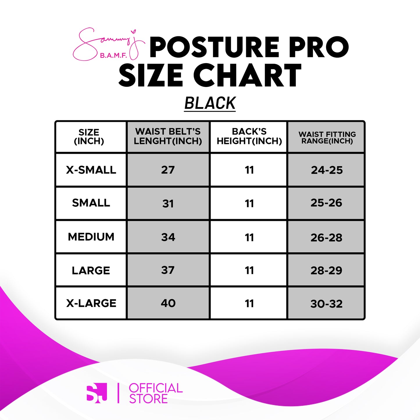 Sammy J Posture Pro Belt (Extra Small - Extra Large)