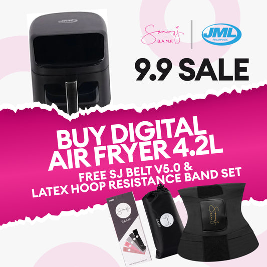 BUY JML DIGITAL AIR FRYER GET A FREE SJ POWER BELT V5.0 & HOOP RESISTANCE BAND SET